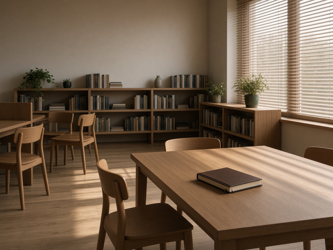 Empty chairs and shelves in the learning room